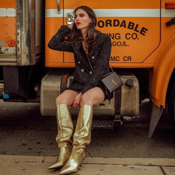 NWT Zara Metallic Kitten Heel Boots - Picture 3 of 10